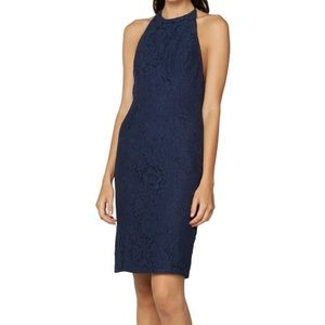 Fame and Partners NEW Navy Blue Womens 4 Lace Sheath Dress